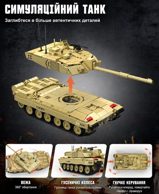 Конструктор танк Челлендждер 2 Challenger 2 Tank Mould King Technik 20037 на 1129 деталей с дистанционным управлением - изображение 10