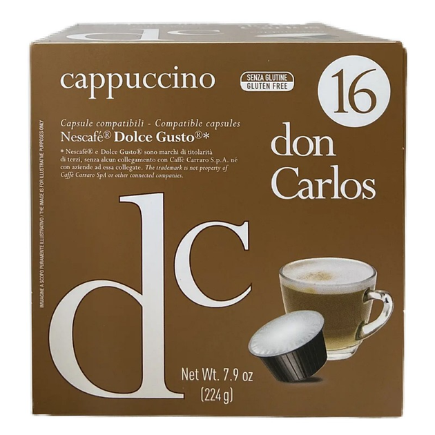 Кава у капсулах Carraro Don Carlos Cappuccino Dolce Gusto - Фото 1 Кава у капсулах Carraro Don Carlos Cappuccino Dolce Gusto - зображення 1