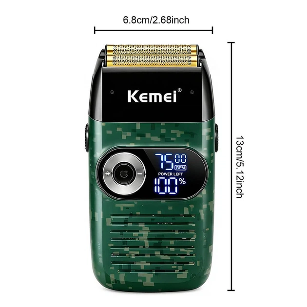 Електробритва чоловіча Kemei KM-2027 акумуляторна шейвер з LED-дисплеєм, IPX5, сухе та вологе гоління - изображение 3