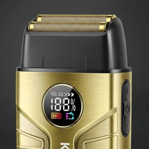 Чоловіча акумуляторна електробритва Kemei KM-T401 шейвер USB Type-C з LCD-дисплеєм IPX7 - изображение 3