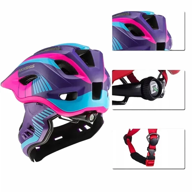 Велошолом Rockbros TT-32SBPP-M дитячий з знімною щелепою розмір M Фіолетово-рожевий (Rockbros-TT-32SBPP-M) - зображення 5