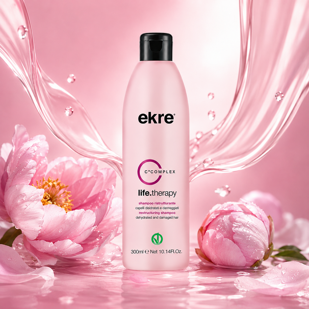 Шампунь для реконструкції пошкодженого волосся EKRE Life.Therapy Shampoo 300 мл - Фото 3 Шампунь для реконструкції пошкодженого волосся EKRE Life.Therapy Shampoo 300 мл - зображення 3