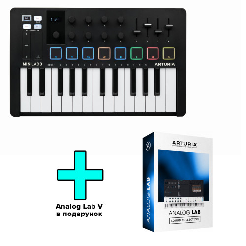 MIDI клавиатура Arturia MiniLab 3 Black Edition + Arturia Analog Lab V - изображение 4