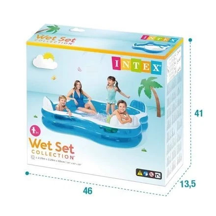 Надувной бассейн с сиденьями 229 х 229 х 66 см. Intex 56475 Синий - изображение 3