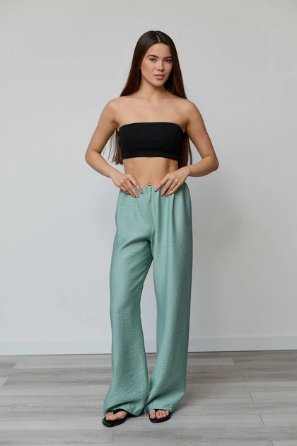 Штани жіночі Estilo повсякденна-casual льон жатка морська хвиля 03-029 44р - Фото 1 Штани жіночі Estilo повсякденна-casual льон жатка морська хвиля 03-029 44р - зображення 1