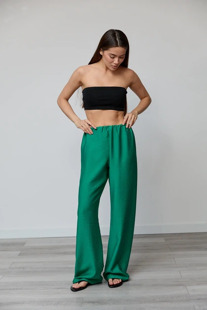 Штани жіночі Estilo повсякденна-casual льон жатка зелений 03-029 48р - Фото 1 Штани жіночі Estilo повсякденна-casual льон жатка зелений 03-029 48р - зображення 1
