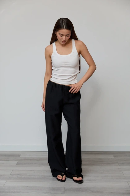 Штани жіночі Estilo повсякденна-casual льон жатка чорний 03-029 42р - Фото 1 Штани жіночі Estilo повсякденна-casual льон жатка чорний 03-029 42р - зображення 1