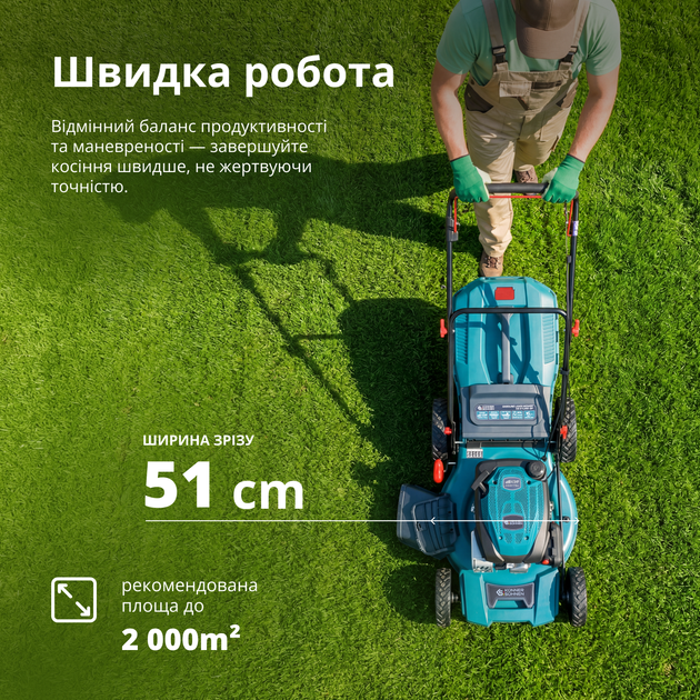 Бензинова газонокосарка самохідна 51см 25–75мм 2000м² Мульчування 60л Könner & Söhnen KS 51LMG-SP - зображення 3