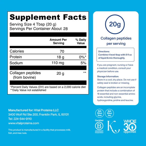 Kolagen dla stawów i skóry Vital Proteins Collagen Peptides proszek 567 g bez smaku (8445290612250) - obraz 2