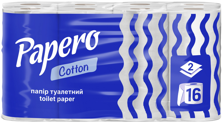 Туалетная бумага целлюлозная Papero Cotton 2 слоя 16 рулонов (4820066563532) - Фото 1 Туалетная бумага целлюлозная Papero Cotton 2 слоя 16 рулонов (4820066563532) - изображение 1