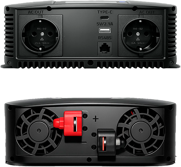 Przetwornica napięcia Qoltec Pure Sine Wave 12V/230V 1500/3000W LCD USB / USB-C (5901878526904) - obraz 2