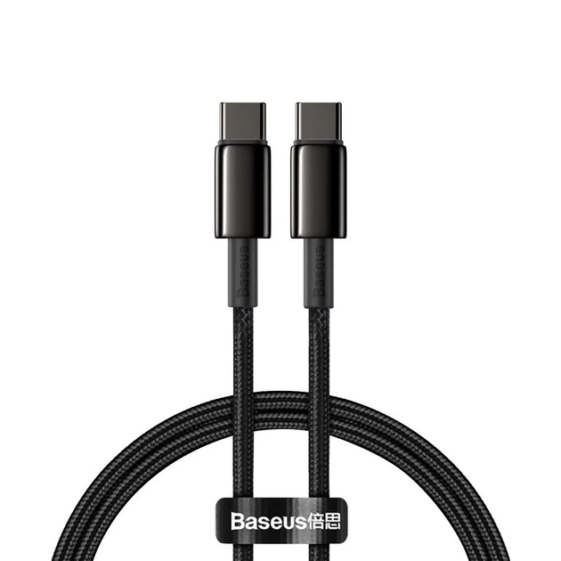 Кабель Baseus Power Delivery Quick Charge USB-C to USB-C 1m Black (CATWJ-01) - Фото 1 Кабель Baseus Power Delivery Quick Charge USB-C to USB-C 1m Black (CATWJ-01) - изображение 1