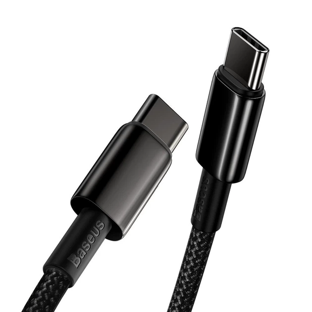 Кабель Baseus Power Delivery Quick Charge USB-C to USB-C 1m Black (CATWJ-01) - Фото 4 Кабель Baseus Power Delivery Quick Charge USB-C to USB-C 1m Black (CATWJ-01) - изображение 4