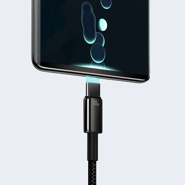 Кабель Baseus Tungsten Gold Fast Charging 100W USB-A to USB-C 1m Black (CAWJ000001) - Фото 11 Кабель Baseus Tungsten Gold Fast Charging 100W USB-A to USB-C 1m Black (CAWJ000001) - изображение 11