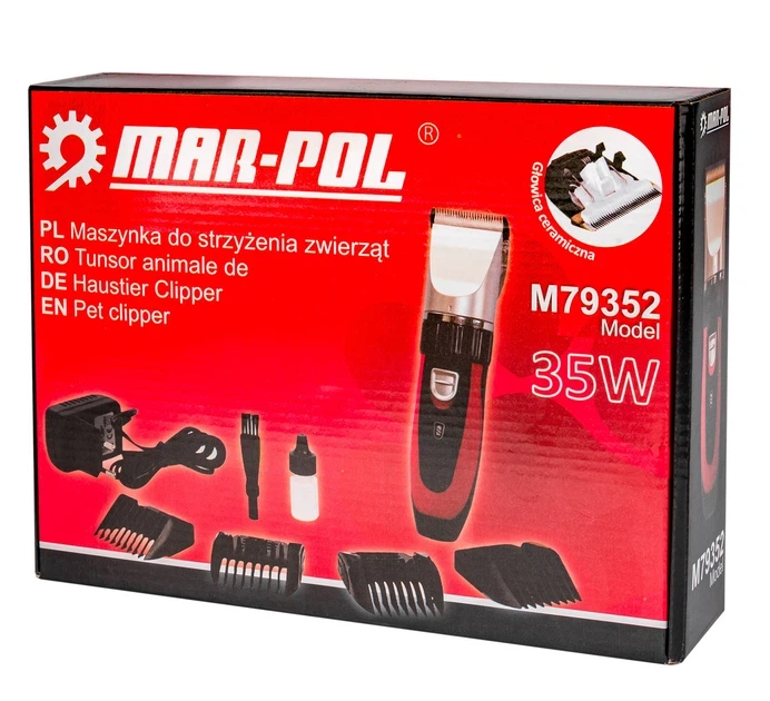 Машинка для стрижки тварин Mar-Pol M79352A, 35 Вт, керамічне лезо Ceramic Edge, 2 акумулятори, 4 насадки, для собак і котів, професійний грумінг - Фото 8 Машинка для стрижки тварин Mar-Pol M79352A, 35 Вт, керамічне лезо Ceramic Edge, 2 акумулятори, 4 насадки, для собак і котів, професійний грумінг - зображення 8