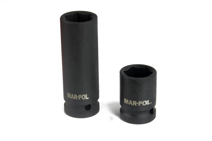 Набір ударних головок Mar-Pol M58259, 20 предметів, 1/2", 10–19 мм, короткі та довгі, для гайковерта, у металевому кейсі - зображення 7
