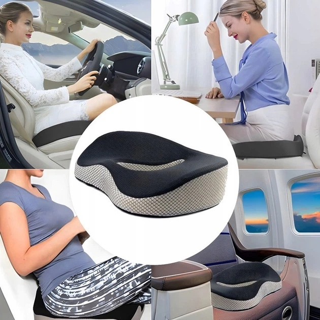Ортопедична подушка для сидіння Malatec 21915 Memory Foam 46×36×11 см, анатомічна подушка на стілець та офісне крісло, зі знімним чохлом, сіра - зображення 3