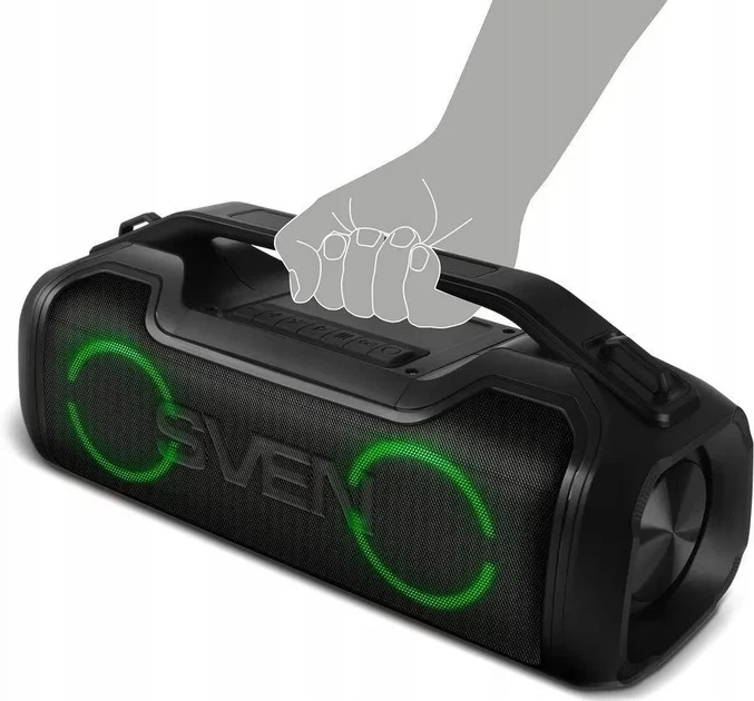 Портативная Bluetooth колонка SVEN PS-390 Black 50 Вт, IPX5, TWS, RGB подсветка, Power Bank, USB Type-C, MicroSD - изображение 6