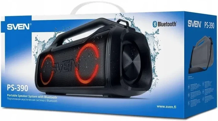 Портативная Bluetooth колонка SVEN PS-390 Black 50 Вт, IPX5, TWS, RGB подсветка, Power Bank, USB Type-C, MicroSD - изображение 10