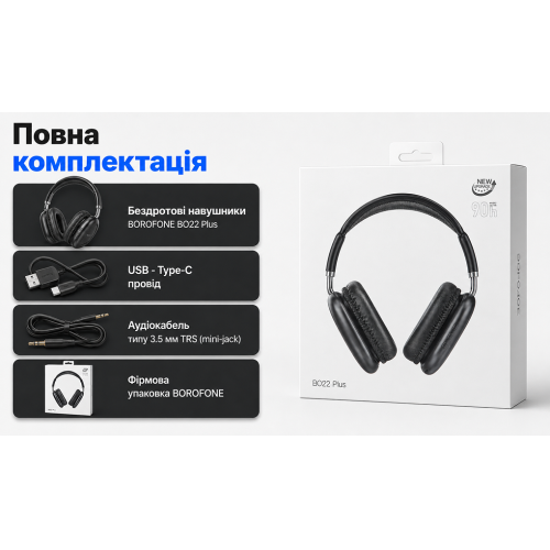 Навушники бездротові Borofone BO22 Plus, Bluetooth 5.4 - зображення 5