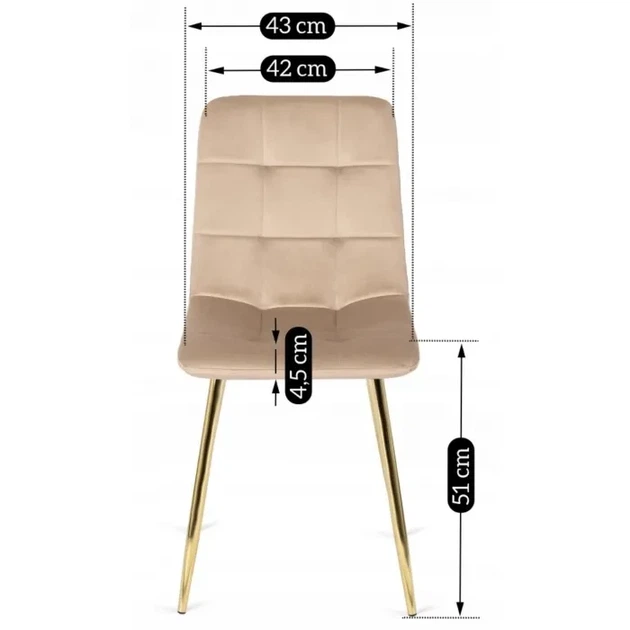 Стул MEBEL ELITE YORK Velvet Кремовый ножки золотые ME.YORK/KR/ZL/V/K - изображение 8
