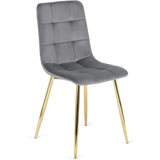 Стул бархатный YORK Velvet, Серый / Золотой (MEBEL ELITE) ME.YORK/P/ZL/V/K - Фото 1 Стул бархатный YORK Velvet, Серый / Золотой (MEBEL ELITE) ME.YORK/P/ZL/V/K - изображение 1