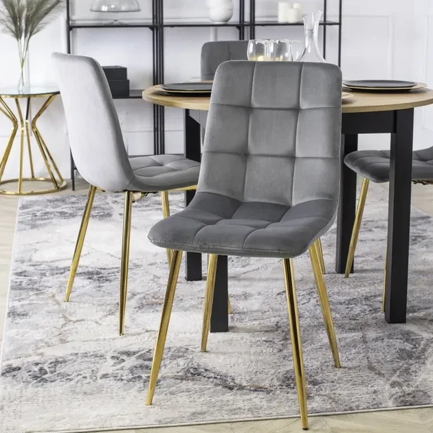Стул бархатный YORK Velvet, Серый / Золотой (MEBEL ELITE) ME.YORK/P/ZL/V/K - Фото 5 Стул бархатный YORK Velvet, Серый / Золотой (MEBEL ELITE) ME.YORK/P/ZL/V/K - изображение 5