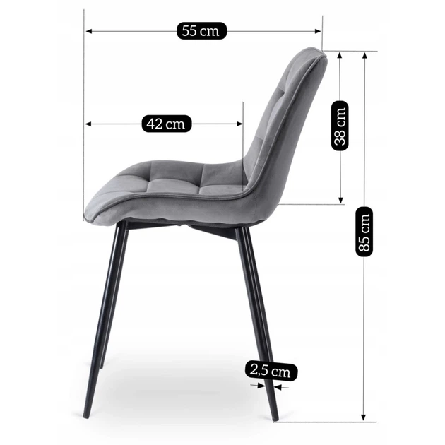 Стул MEBEL ELITE CHRIS Серый верюр ME.CHRIS/P/CZ/V/K - Фото 6 Стул MEBEL ELITE CHRIS Серый верюр ME.CHRIS/P/CZ/V/K - изображение 6