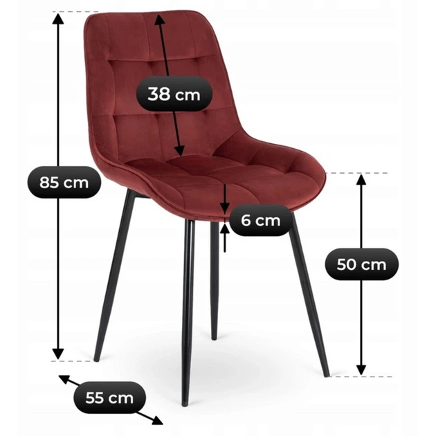 Стул MEBEL ELITE CHRIS Бордовый велюр ME.CHRIS/BOR/CZ/V/K - изображение 3
