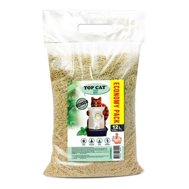 Наповнювач для котячого туалету Economy Pack Top Cat Tofu соєвий Тофу з ароматом М'ята 12 л / 5,2 кг, зроблено в Україні UA - Фото 1 Наповнювач для котячого туалету Economy Pack Top Cat Tofu соєвий Тофу з ароматом М'ята 12 л / 5,2 кг, зроблено в Україні UA - изображение 1
