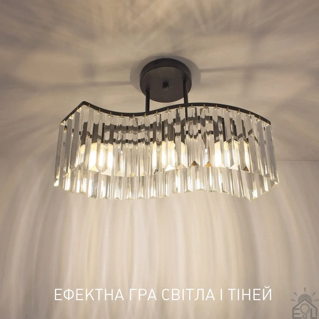 Люстра ESLLSE ROSYNKA L 450x295 мм на 3 лампи E27 Чорна - зображення 5