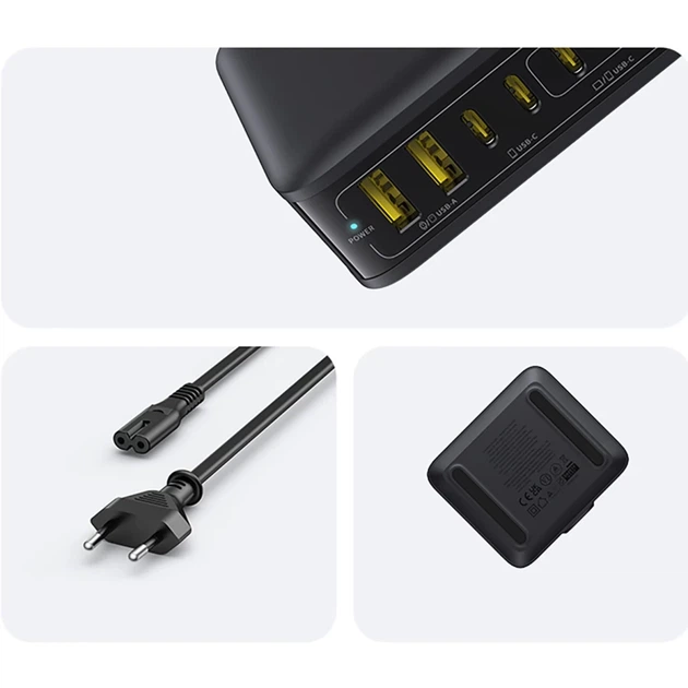 Зарядная станция Baseus EnerFill FH21 120W 4xUSB-C + 2xUSB-A Black (6932172698331) - изображение 9