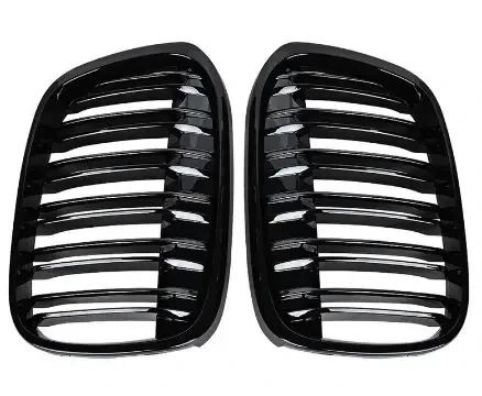 Решітки радіатора BMW X1 F48 2015-2018 чорні глянцеві двореберні M-Look - изображение 3