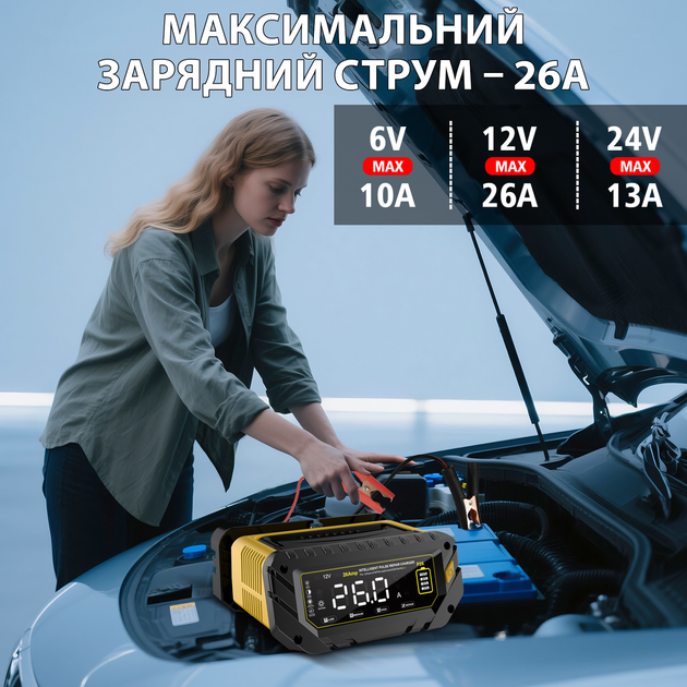 Зарядное устройство автоматическое HTRC P26 12V26A / 24V13A для аккумуляторов AGM, Gel, SLA, LiFePO4, Lithium и других - изображение 3