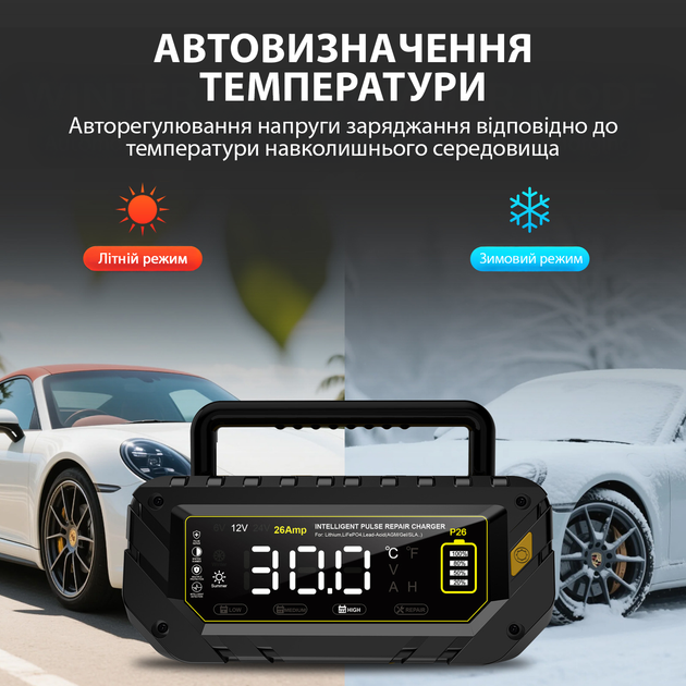 Зарядное устройство автоматическое HTRC P26 12V26A / 24V13A для аккумуляторов AGM, Gel, SLA, LiFePO4, Lithium и других - изображение 7