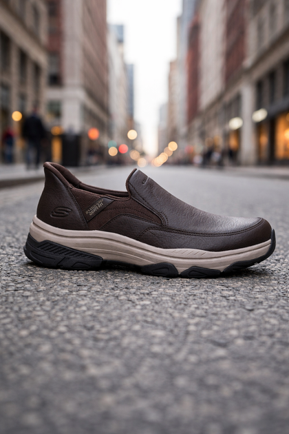 Сліпони чоловічі Skechers Swift Fit Hands Free Slip-ins коричневі Memory Foam 40 - Фото 4 Сліпони чоловічі Skechers Swift Fit Hands Free Slip-ins коричневі Memory Foam 40 - изображение 4
