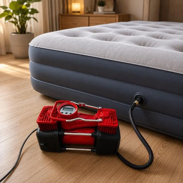 Автомобильный компрессор Linder 12 V 85 л/мин двухпоршневой с кейсом и насадками - изображение 3