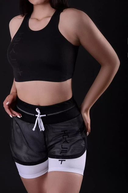 Шорти з сіткою Totalfit HW4-C11/10 S Чорний, Білий - зображення 3