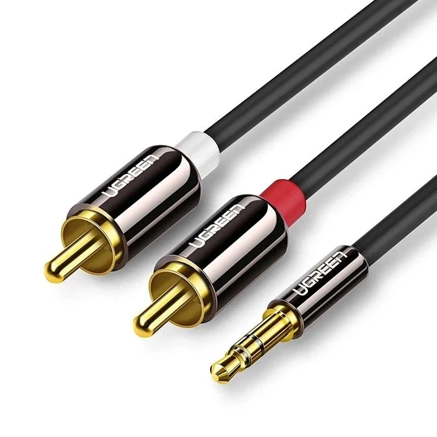 Аудіо кабель mini-jack 3.5mm на Double RCA тюльпан UGREEN AV116 2RCA Male Cable Black - Фото 5 Аудіо кабель mini-jack 3.5mm на Double RCA тюльпан UGREEN AV116 2RCA Male Cable Black - зображення 5