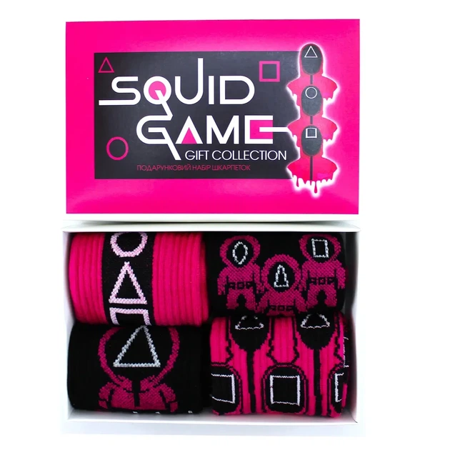 Носки женские с принтом «подарочный бокс Squid Game» парфюмированные Хлопок Разноцветные 41-44, набор 4 пары - Фото 2 Носки женские с принтом «подарочный бокс Squid Game» парфюмированные Хлопок Разноцветные 41-44, набор 4 пары - изображение 2