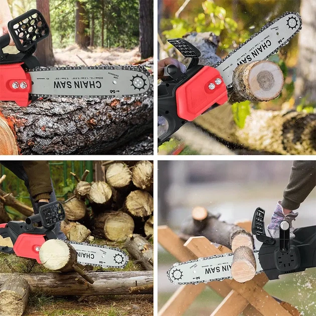 Акумуляторна ланцюгова пилка Electric SAW 16 дюймів професійна пилка RED для заготівлі дров з 2 акумуляторами у жорсткому валізі - зображення 4
