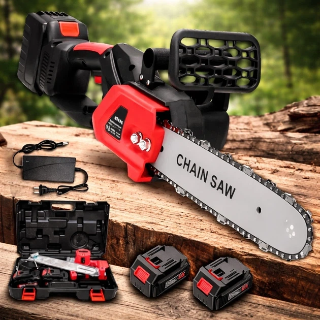 Акумуляторна пилка RED 12 дюймів 48V 2500 Вт 6Ah електропила для різання дерева з 2 акумуляторами та зарядним пристроєм - Фото 1 Акумуляторна пилка RED 12 дюймів 48V 2500 Вт 6Ah електропила для різання дерева з 2 акумуляторами та зарядним пристроєм - зображення 1