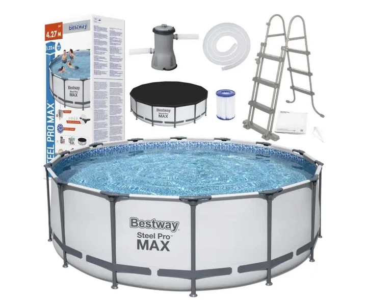 Большой каркасный бассейн 15 232 л. Bestway 5612X, 427х122 см (бассейн, фильтр 3 028 л/час, стремянка, тент) - изображение 2