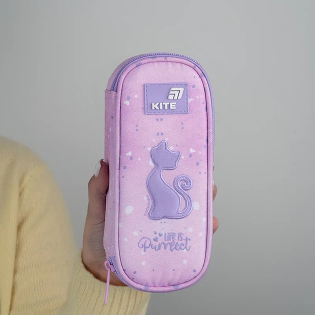Пенал Kite Catsline K26-599-1, 1 отделение, клапан с карманом на молнии, для девочки - изображение 7