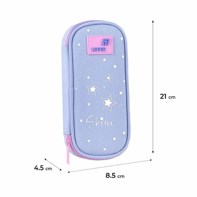 Пенал Kite Shine Star "Зірки" 21х8.5х5 см 1 відділення + органайзер прямокутний на молнії фіолетовий з рожевим (K26-662-16) - зображення 3