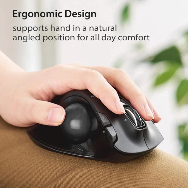 Проводная трекбольная мышь ELECOM EX-G / USB / 1500 DPI / 6 кнопок / Черная (102022038) - Б/У - Фото 3 Проводная трекбольная мышь ELECOM EX-G / USB / 1500 DPI / 6 кнопок / Черная (102022038) - Б/У - изображение 3