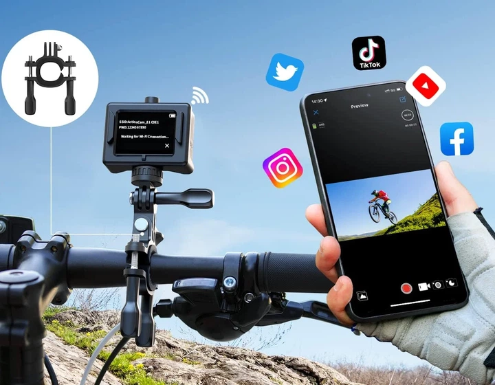 Экшн-камера WOLFANG GA300 / 170° / 24Мп / 4К / 60fps/ Wi-Fi / Влагозащищенная / Черный (100600183) - Уценка - изображение 3