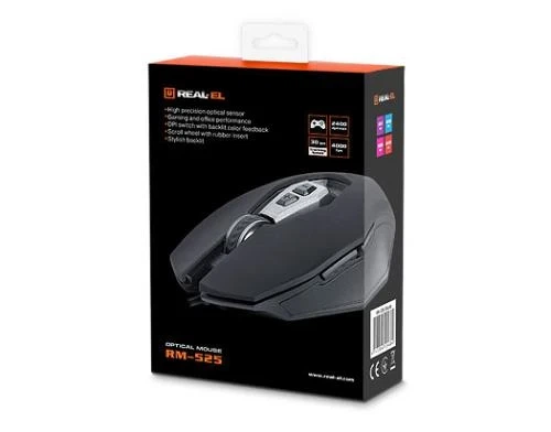 Мышь REAL-EL RM-525, Black, USB - Фото 8 Мышь REAL-EL RM-525, Black, USB - изображение 8