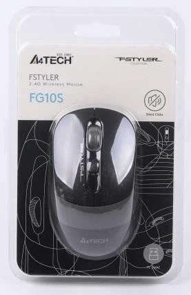 Миша A4Tech Fstyler FG10S 2000dpi Black+Grey, USB, Wireless, безшумна - зображення 6