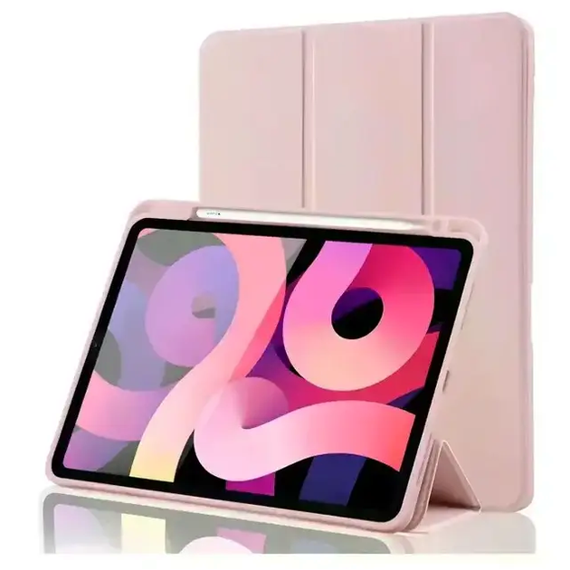Чехол противоударный для iPad 10.9 11 дюймов силиконовый с карманом для ручки и подставкой розовый - зображення 6